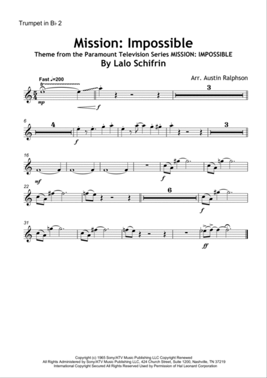 Mission: Impossible Theme from the Paramount Television Series MISSION: IMPOSSIBLE Horn scores gallery preview page 4