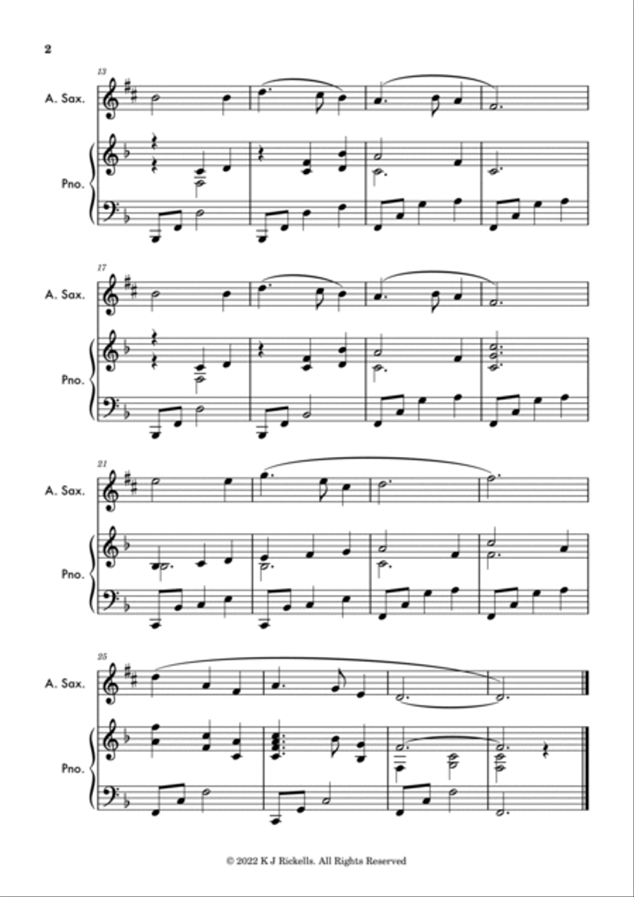 Silent Night - Alto/Baritone Saxophone Baritone Saxophone scores gallery preview page 2