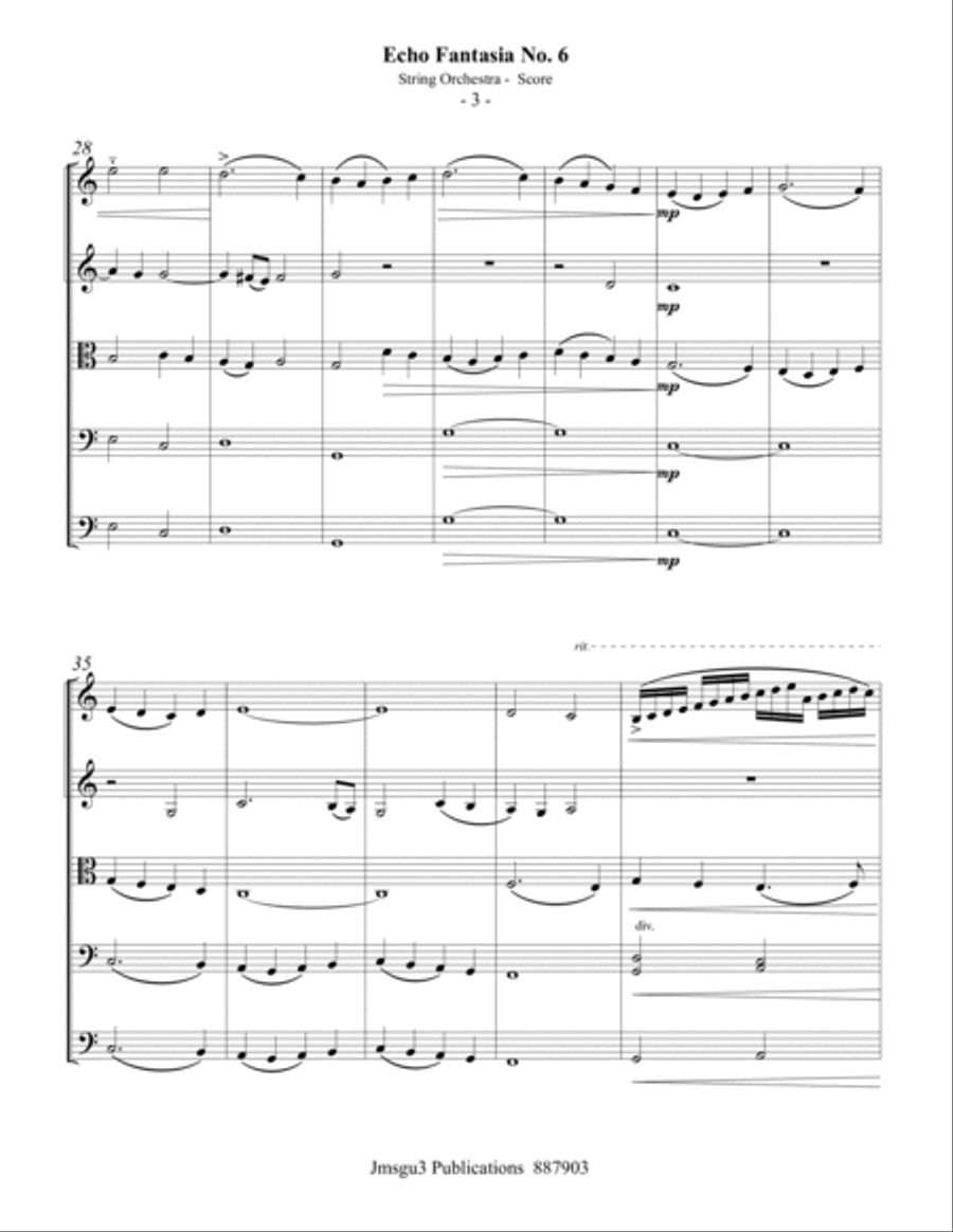 Sweelinck: Echo Fantasia No. 6 for String Orchestra - Score Only String Orchestra scores gallery preview page 3