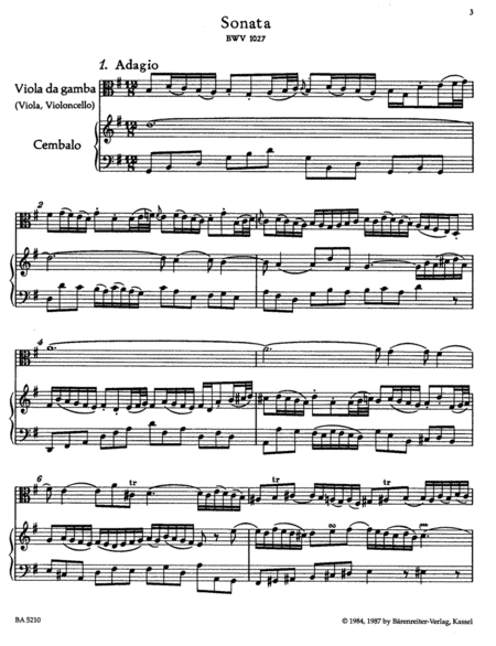 Three Sonatas for Violoncello and Harpsichord