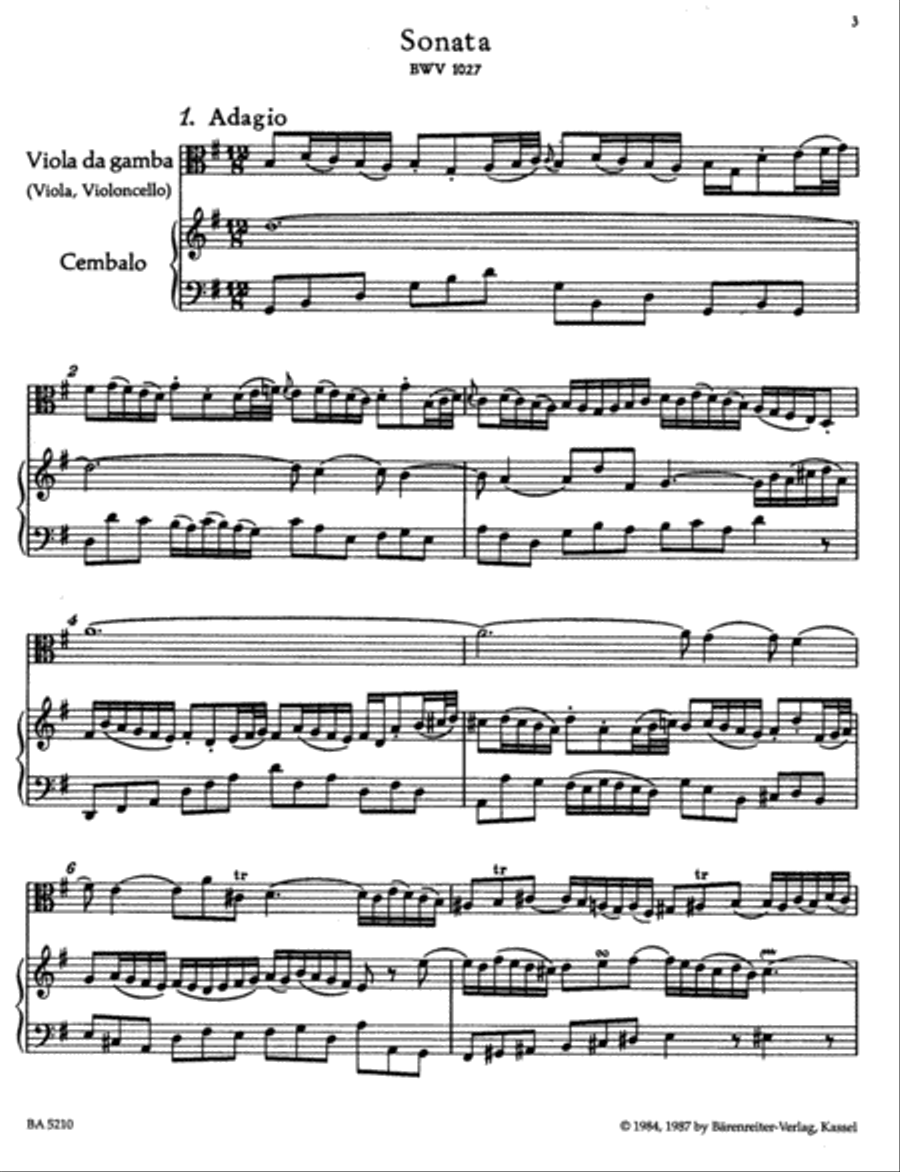 Three Sonatas for Violoncello and Harpsichord