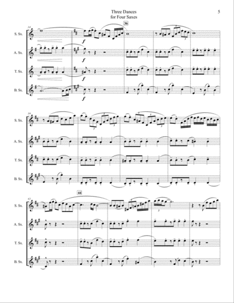 Three Dances for Four Saxes Saxophone Quartet scores gallery preview page 5