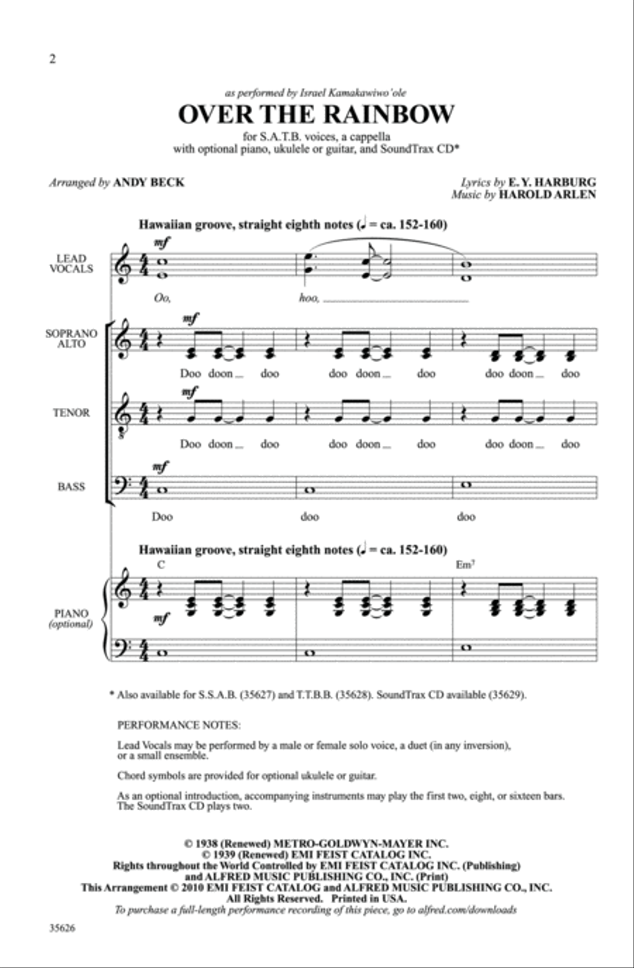Over the Rainbow - SoundTrax CD (CD only) Choir scores gallery preview page 2