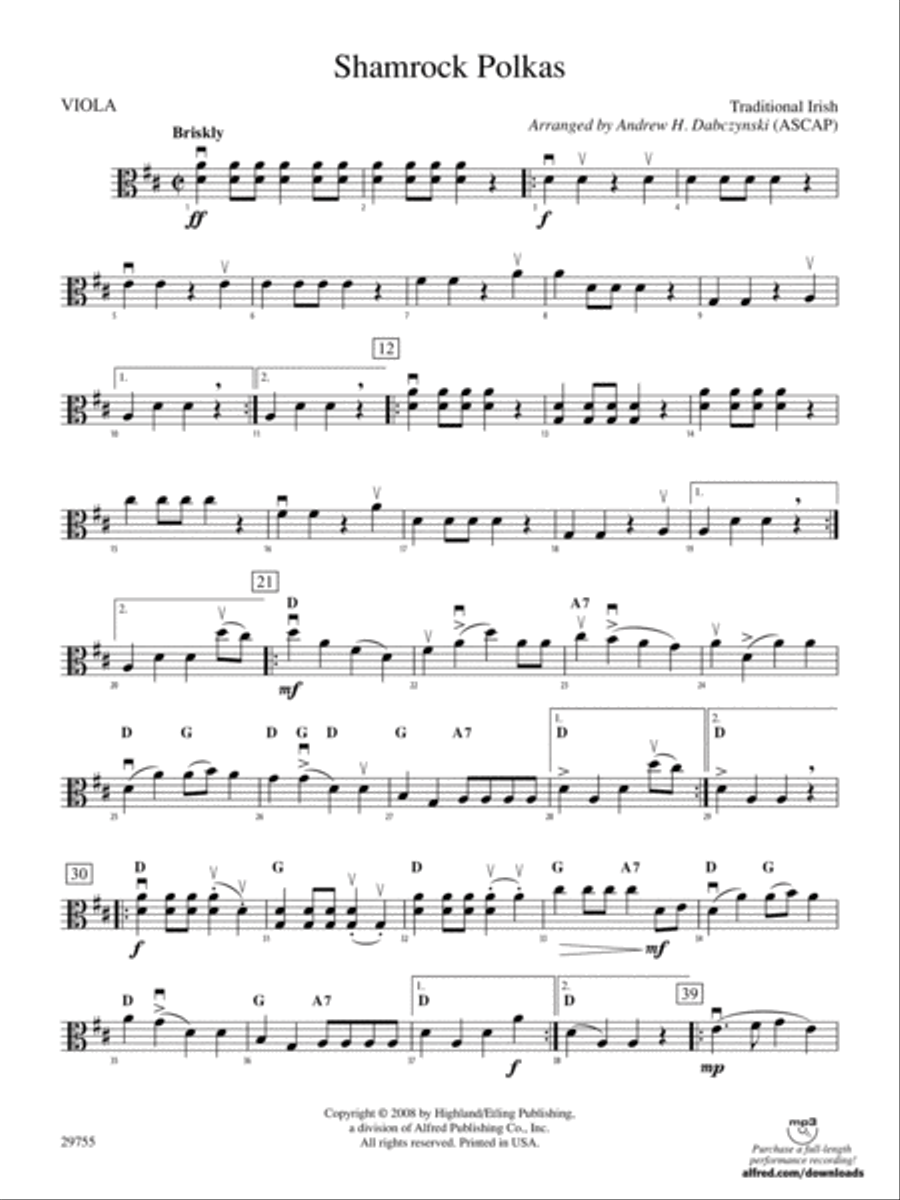 Shamrock Polkas: Viola Shamrock Polkas: Viola String Orchestra scores gallery preview page 1