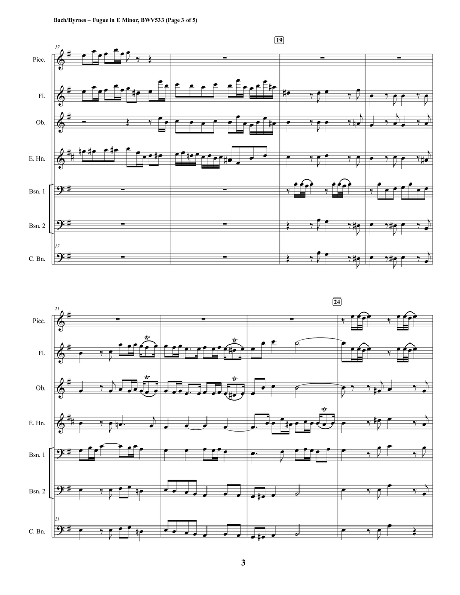 Fugue in E Minor, BWV 533 (Double Reed Quintet + Piccolo & Flute) English Horn scores gallery preview page 3