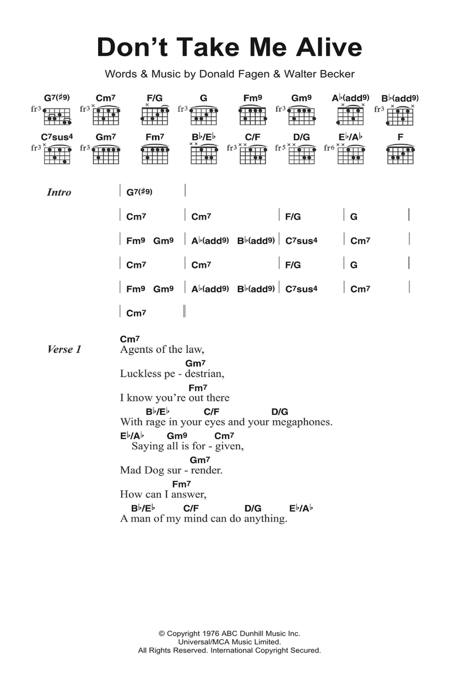 Don't Take Me Alive Guitar scores gallery preview page 1