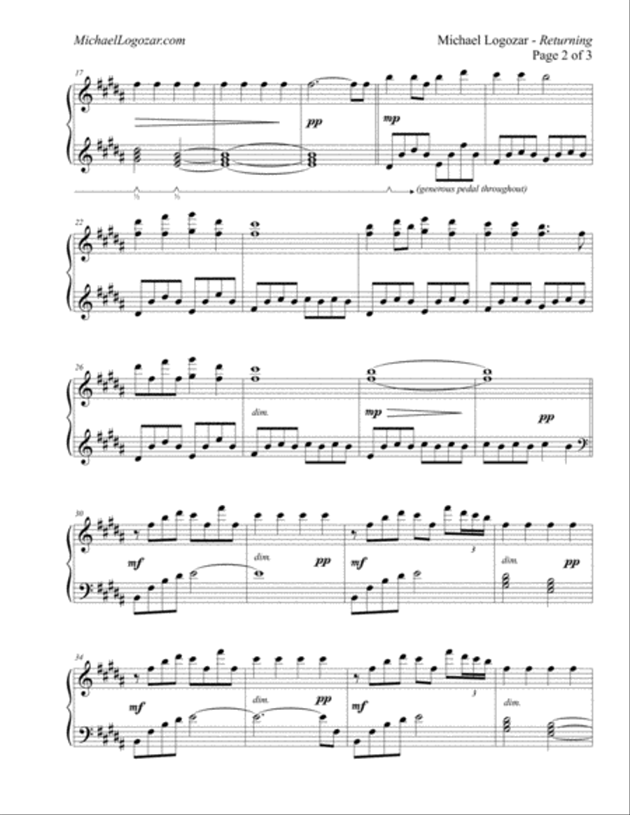 Returning Piano Solo scores gallery preview page 2