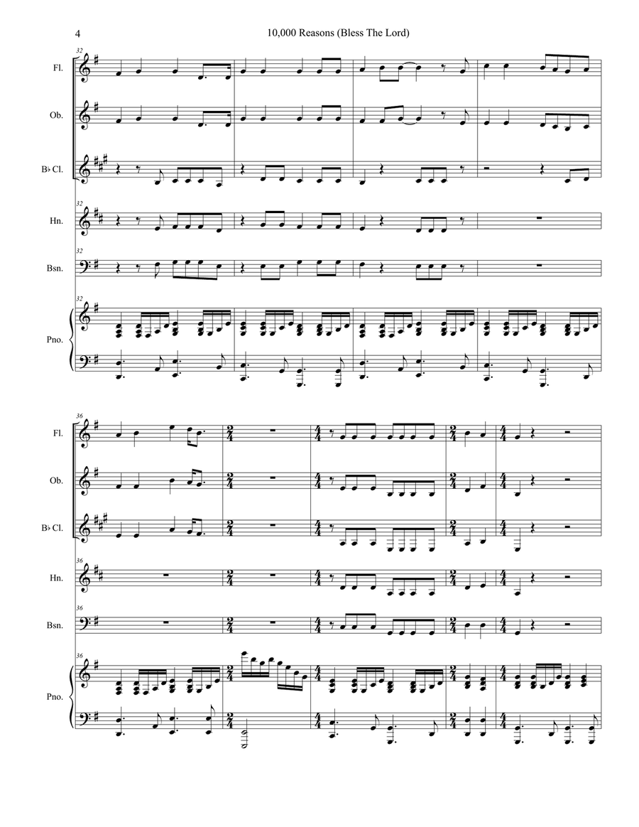 10,000 Reasons (Bless The Lord) Woodwind Quintet scores gallery preview page 4