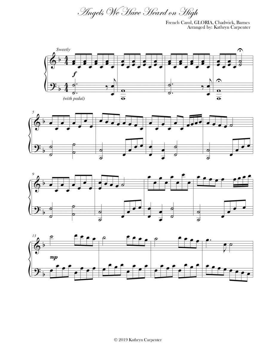 Angels We Have Heard on High (Advanced Piano) Piano Solo scores gallery preview page 1