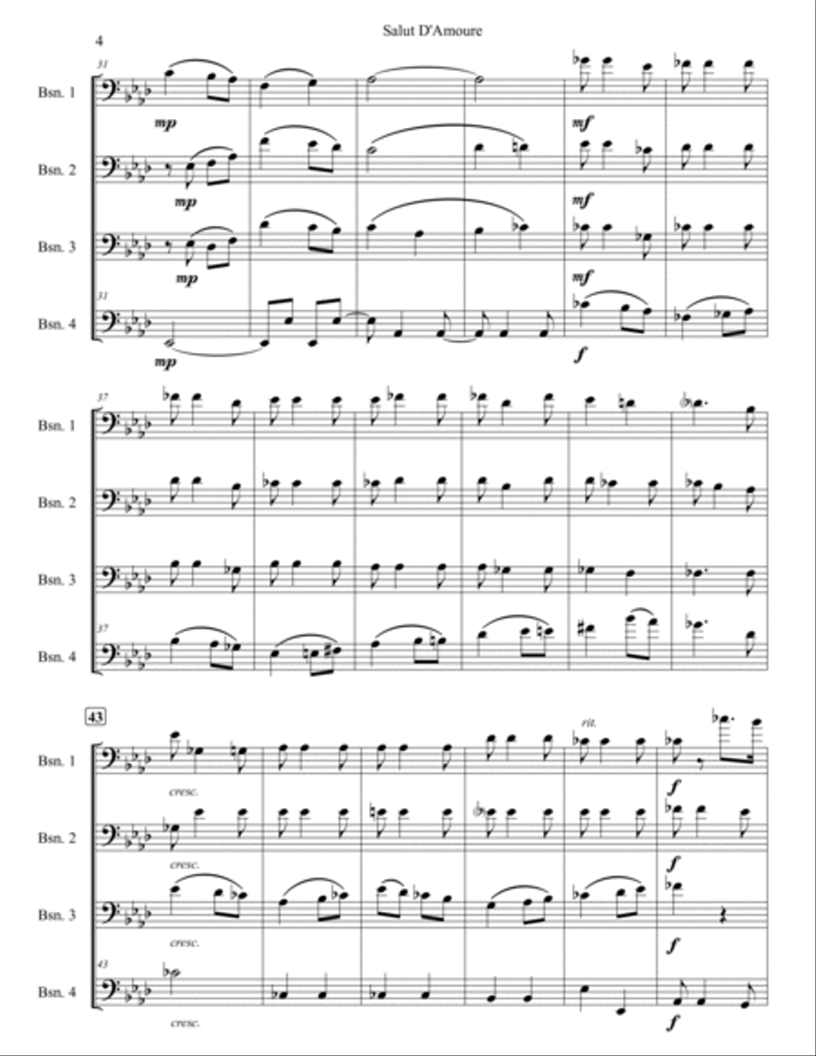 Salut De'Amoure (Liebesgruss) Woodwind Quartet scores gallery preview page 4