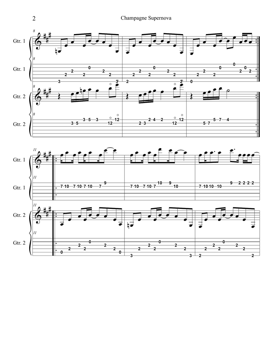 Champagne Supernova Acoustic Guitar scores gallery preview page 2