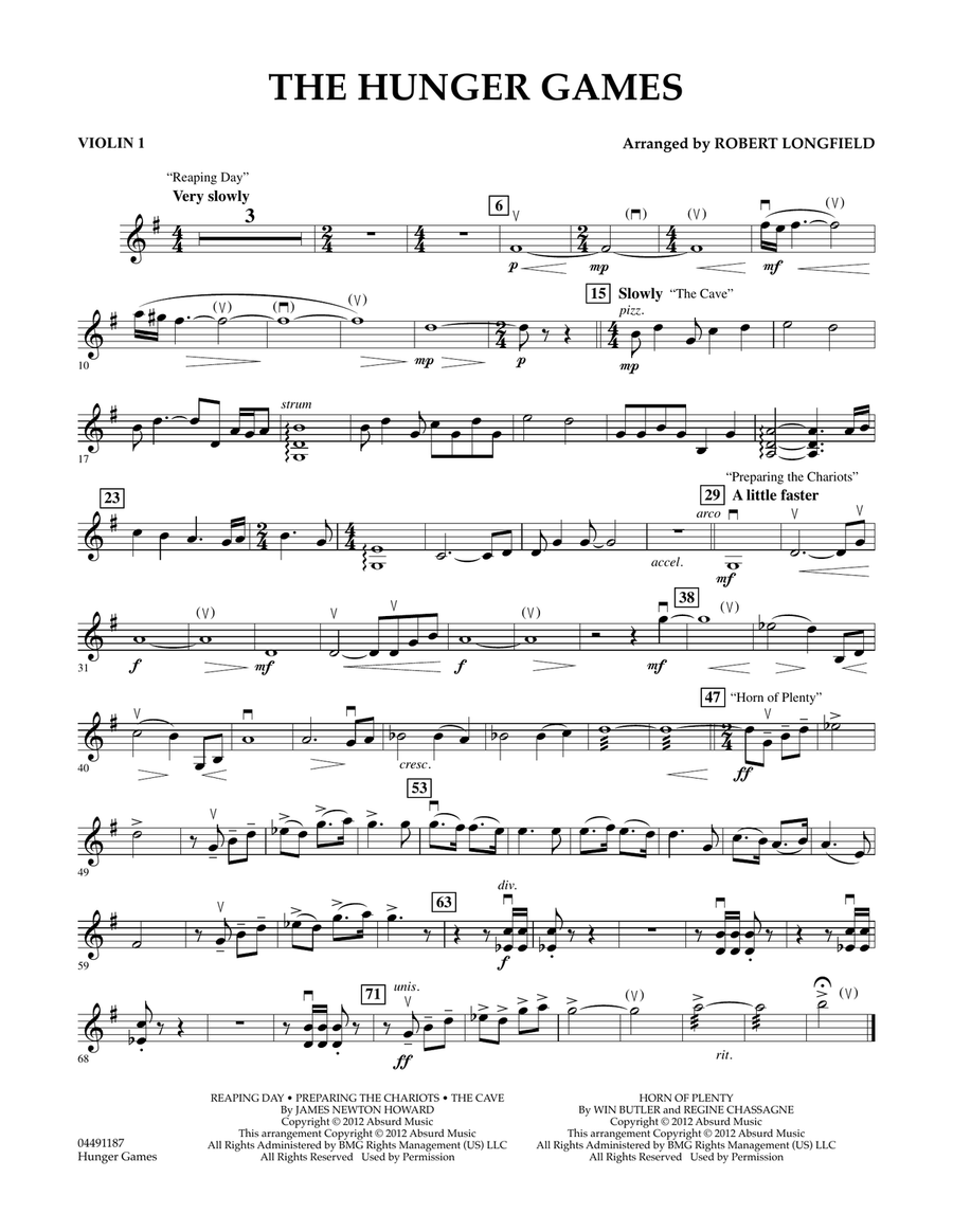 The Hunger Games - Violin 1 Orchestra scores gallery preview page 1