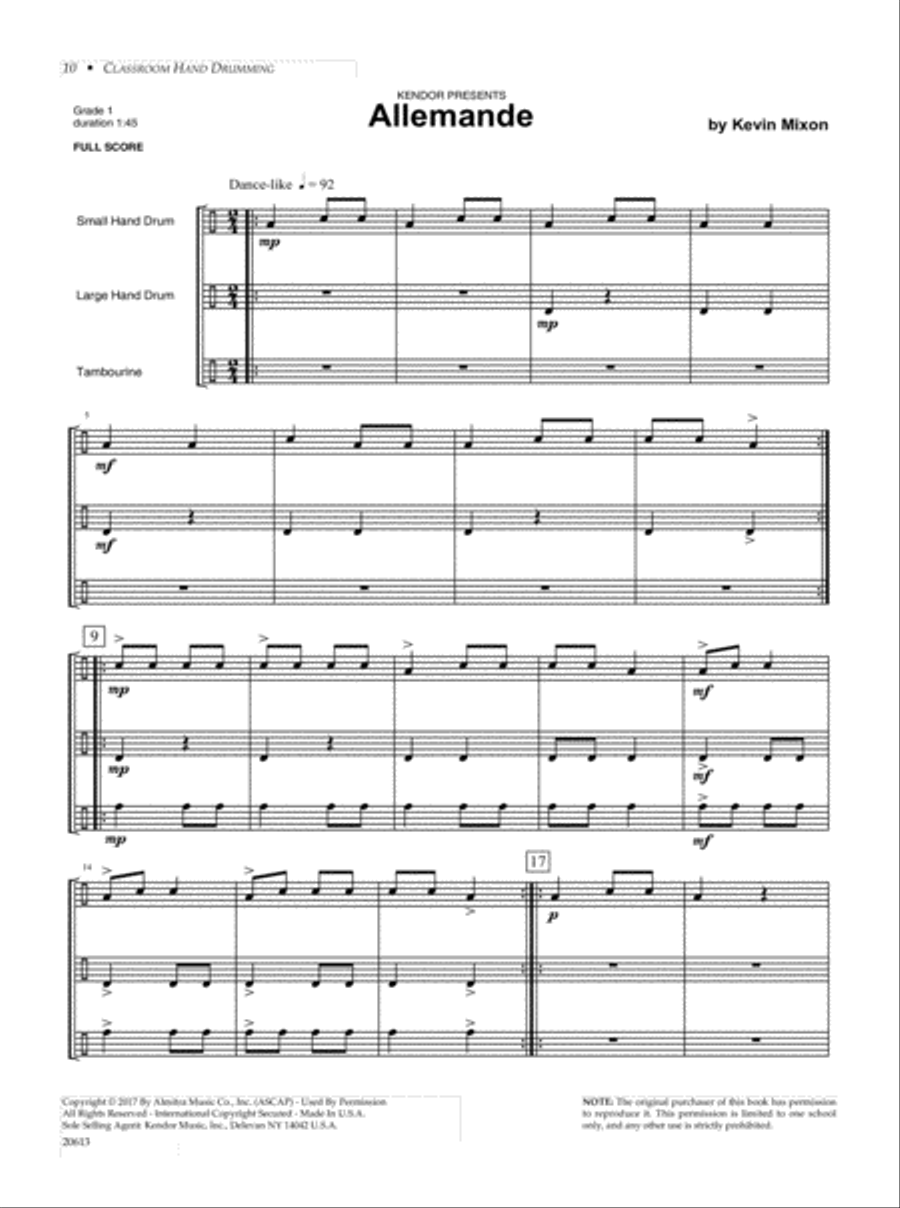Classroom Hand Drumming (6 pieces for traditional percussion instruments or buckets) Drums scores gallery preview page 10