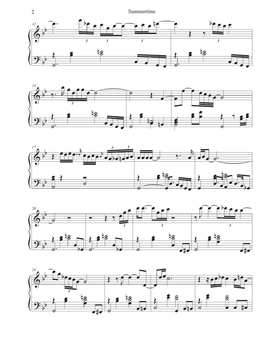 Summertime Piano Solo scores gallery preview page 2
