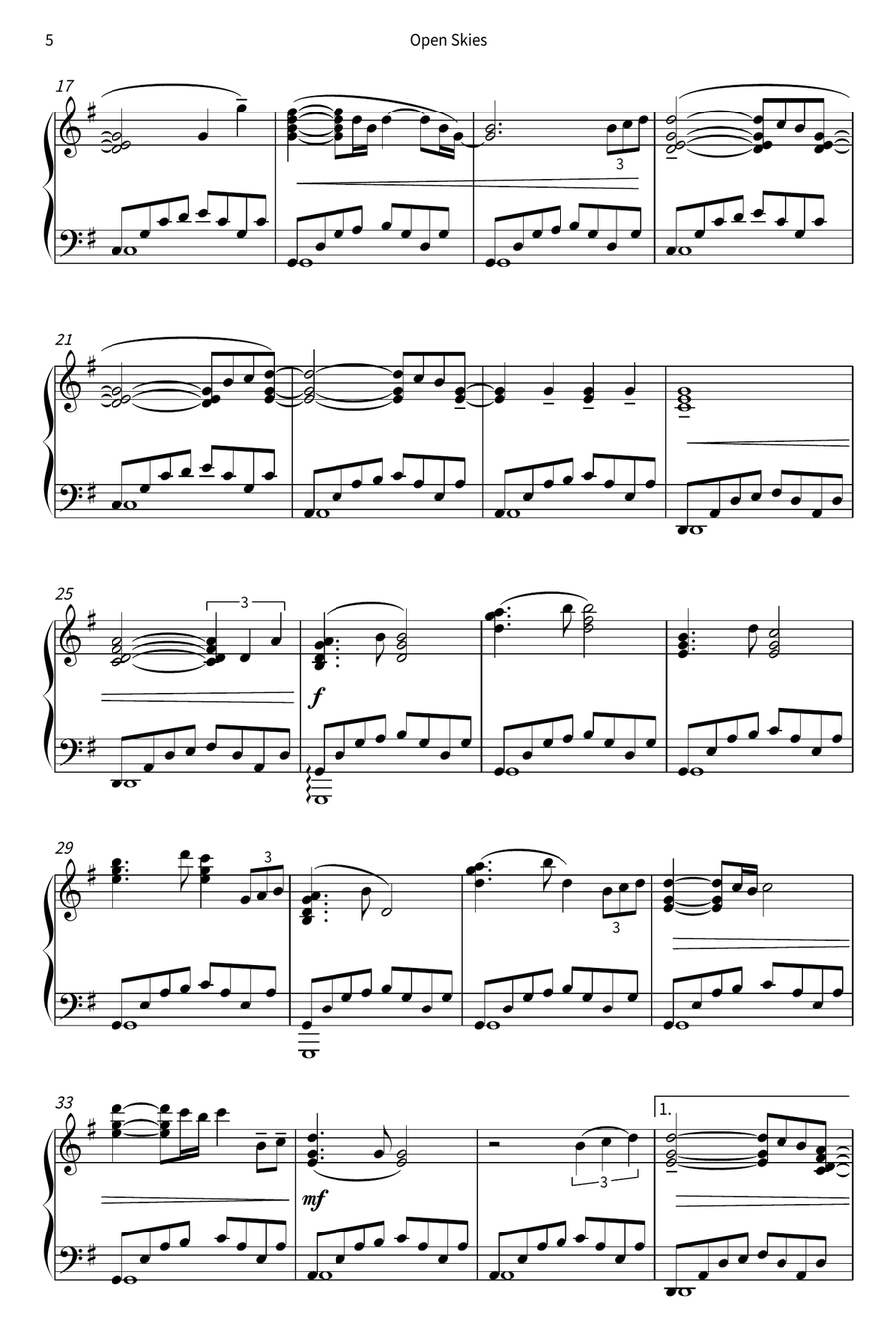 Open Skies Open Skies Piano Solo scores gallery preview page 6