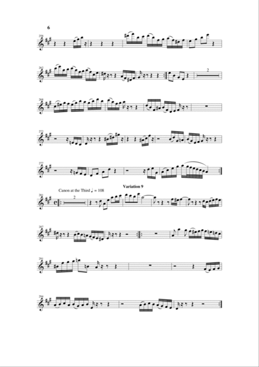 Johann Sebastian Bach/Wehage Goldberg Variations, BWV 988, arranged for SATB saxophone Quartet, teno Saxophone Quartet scores gallery preview page 6