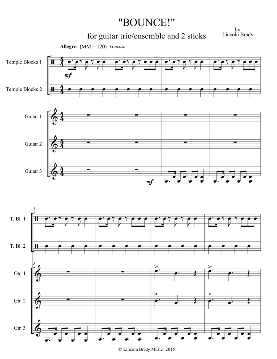 BOUNCE! - Junior Guitar Ensemble (Score & Parts) Guitar Ensemble scores gallery preview page 3