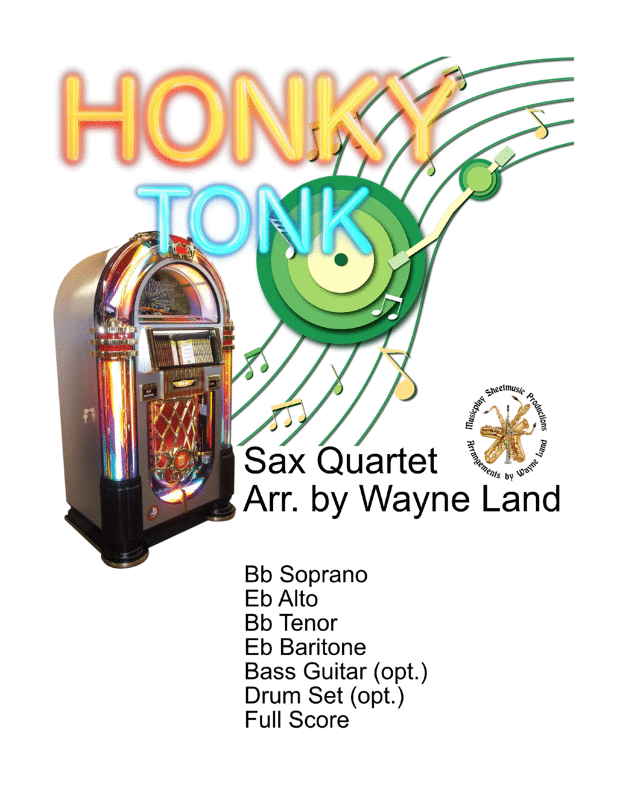 Honky Tonk (parts 1 & 2) Saxophone Quartet scores gallery preview page 1