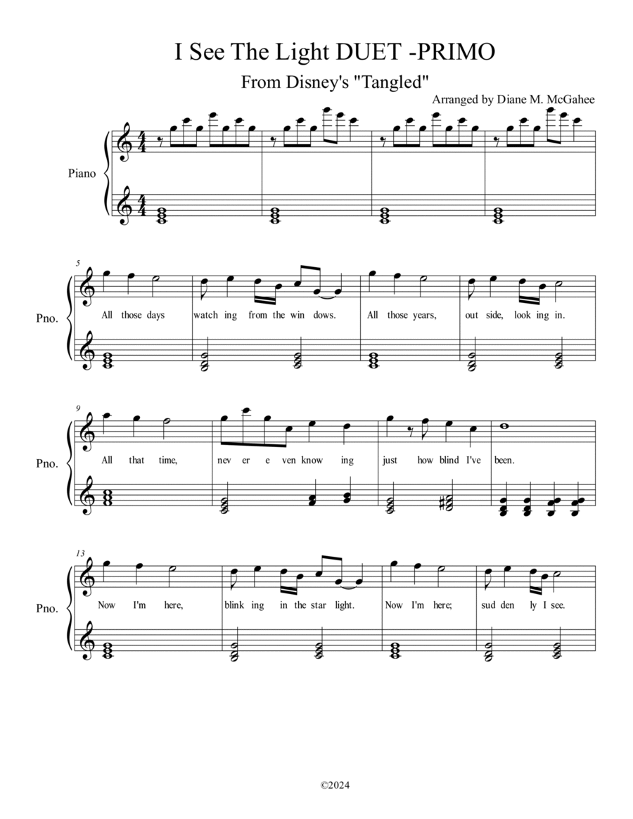 I See The Light 1 Piano, 4-Hands scores gallery preview page 1