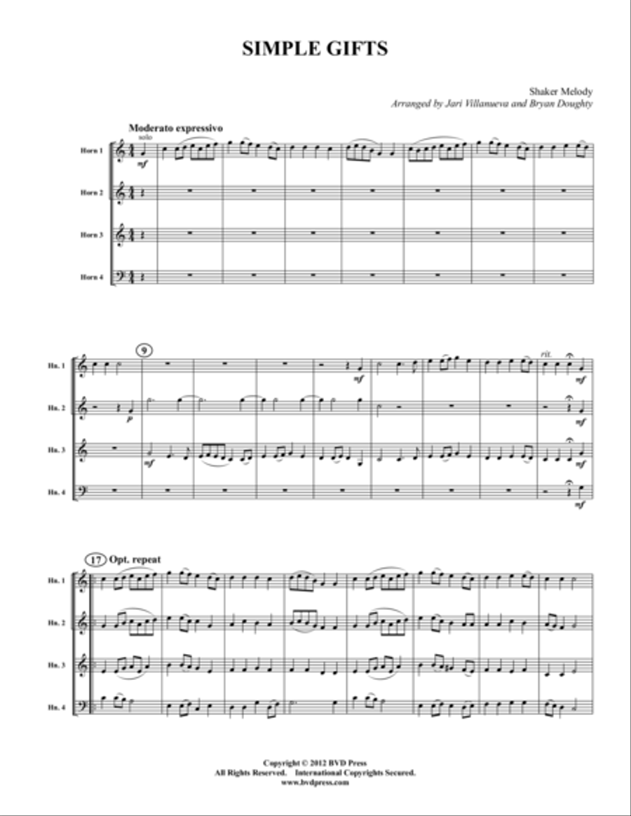 Simple Gifts Horn scores gallery preview page 1