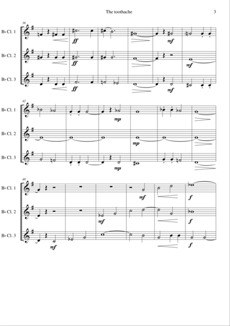 The toothache for clarinet trio Clarinet Trio scores gallery preview page 3