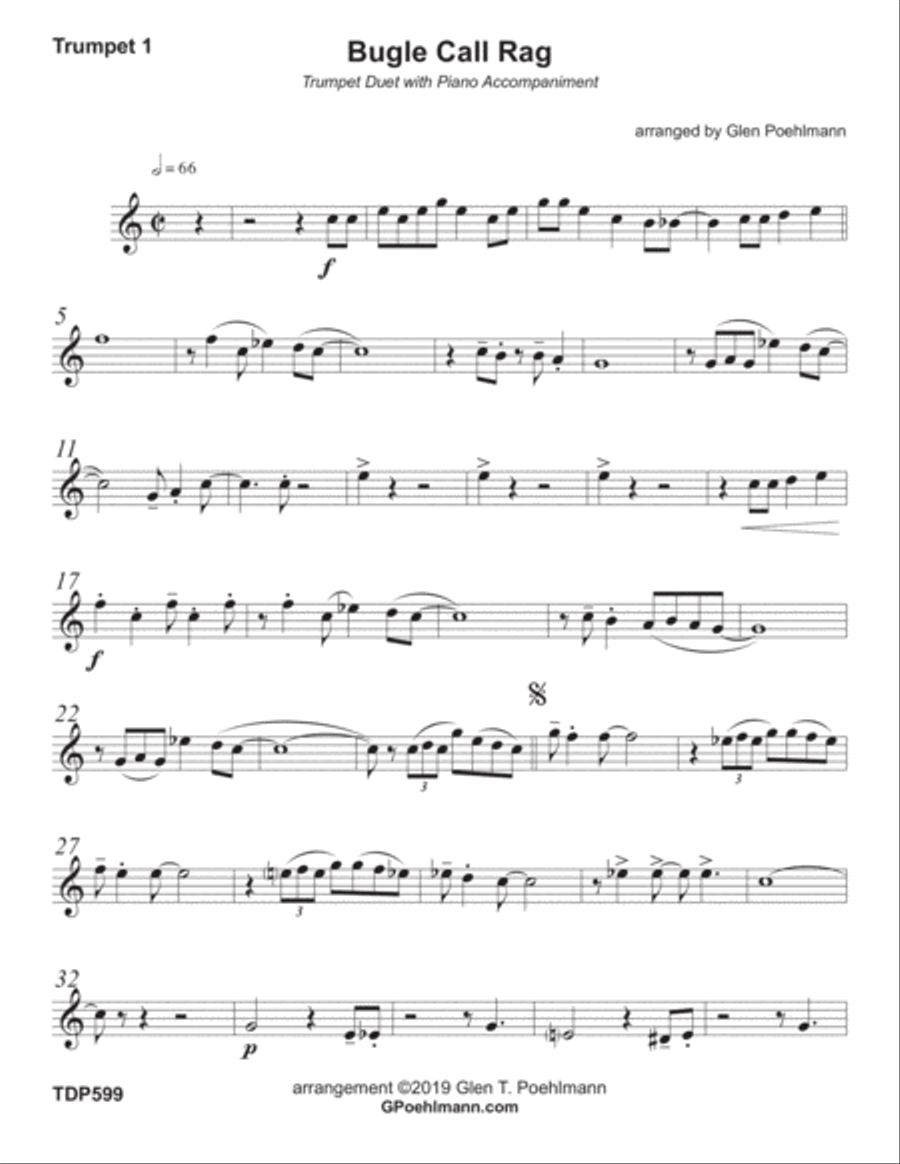 BUGLE CALL RAG - TRUMPET DUET with Piano Accompaniment Trumpet Duet scores gallery preview page 6