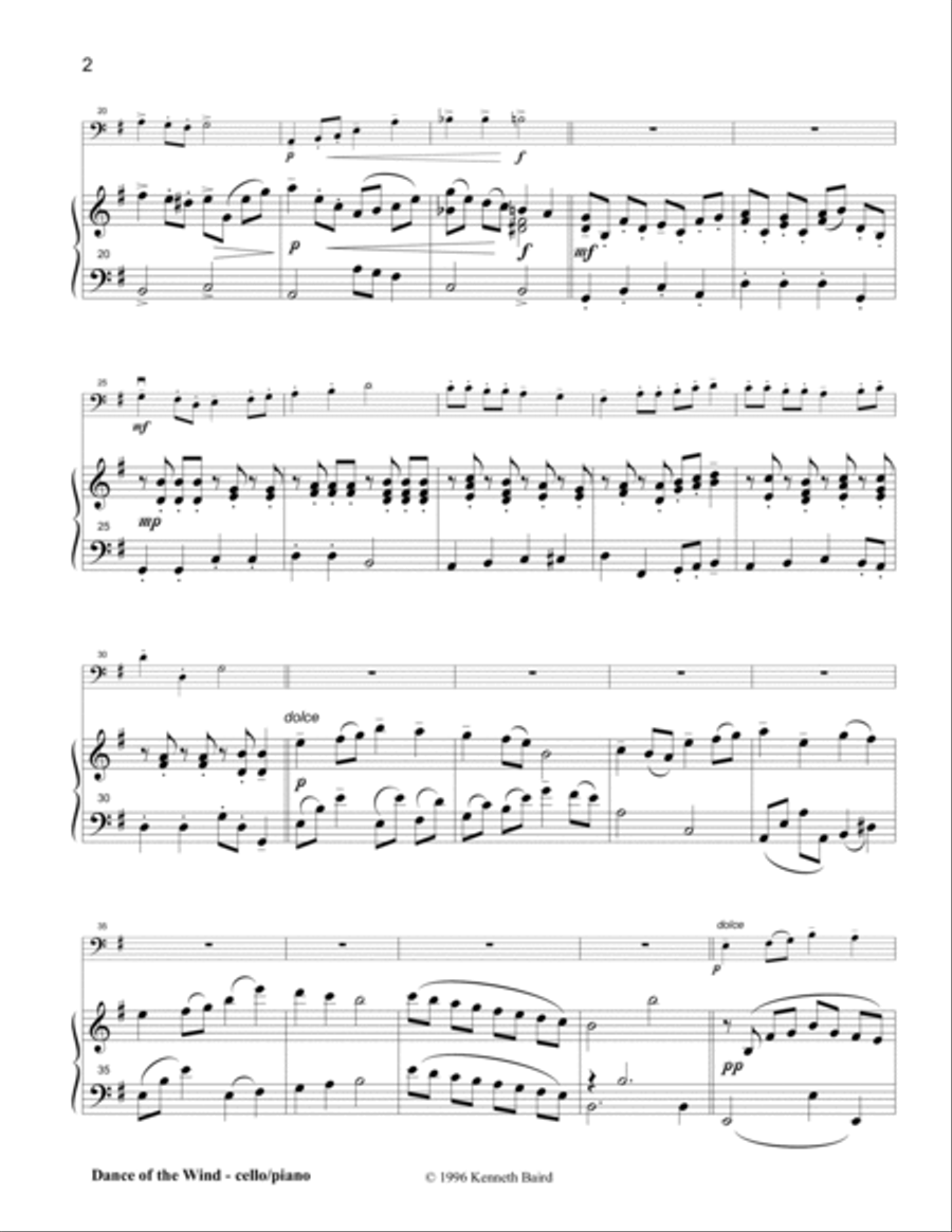 Dance of the Wind (for Cello with Piano Accompaniment) Piano scores gallery preview page 3