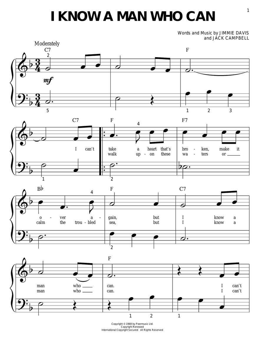 I Know A Man Who Can Easy Piano scores gallery preview page 1