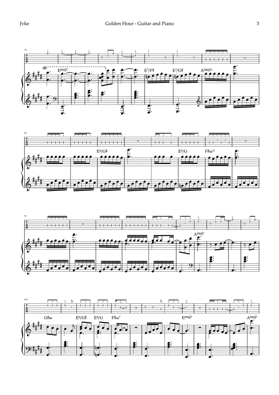 Golden Hour Acoustic Guitar scores gallery preview page 3
