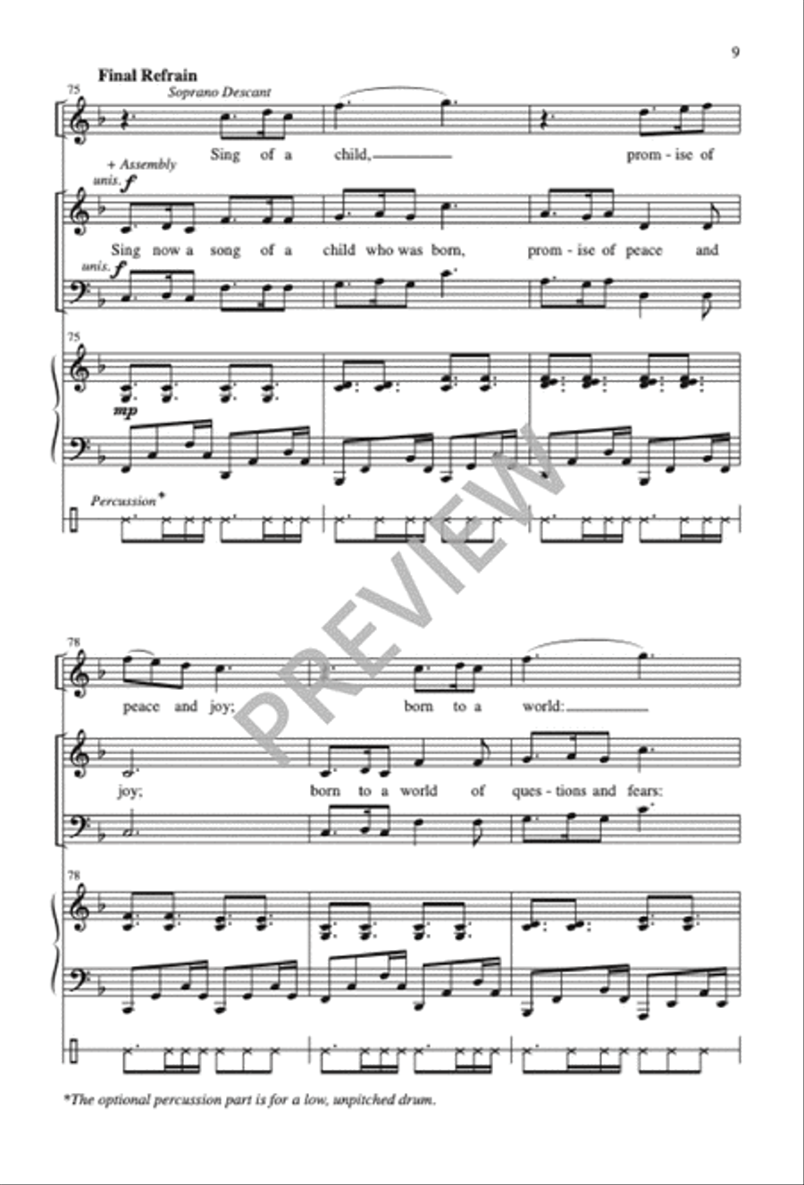 Sing Now a Song of a Child Who Was Born 4-Part scores gallery preview page 10