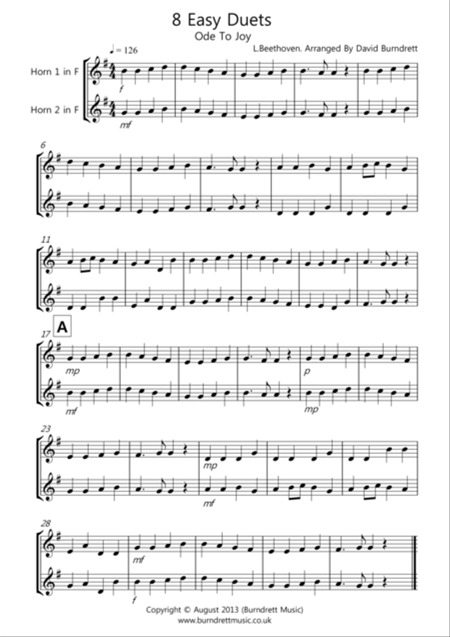 8 Duets for French Horn Brass Duet scores gallery preview page 1
