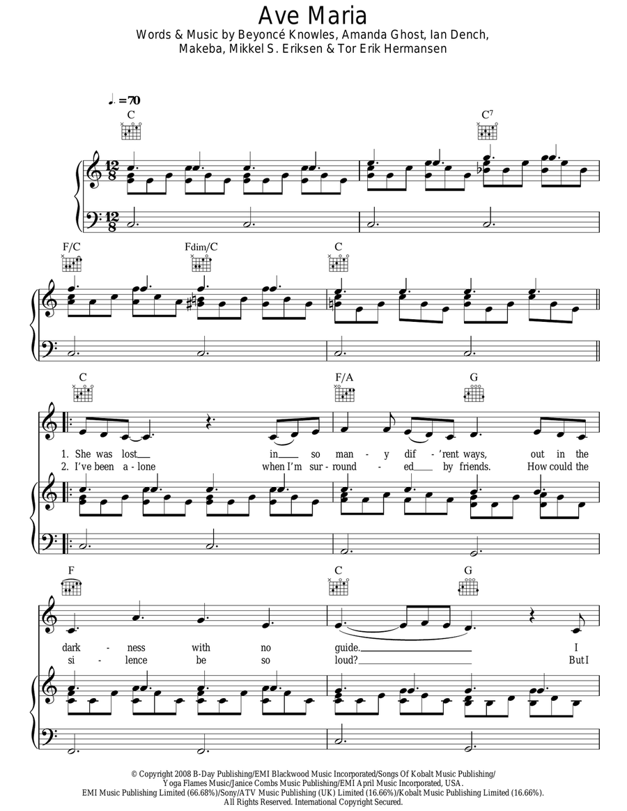 Ave Maria Acoustic Guitar scores gallery preview page 1