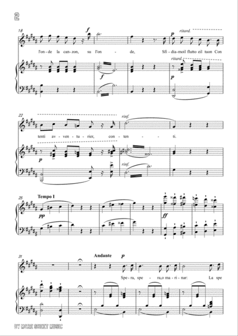 Bellini-L'allegro marinaro in g sharp minor,for voice and piano Voice Solo scores gallery preview page 4