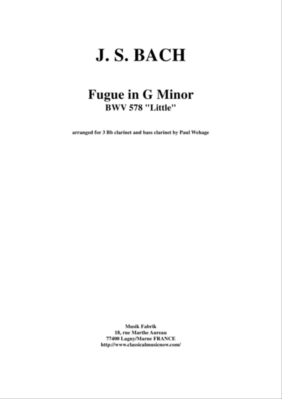 J. S. Bach: Fugue in g minor (