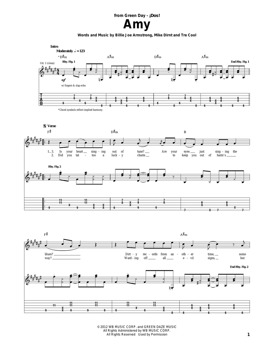 Amy Amy Acoustic Guitar scores gallery preview page 1