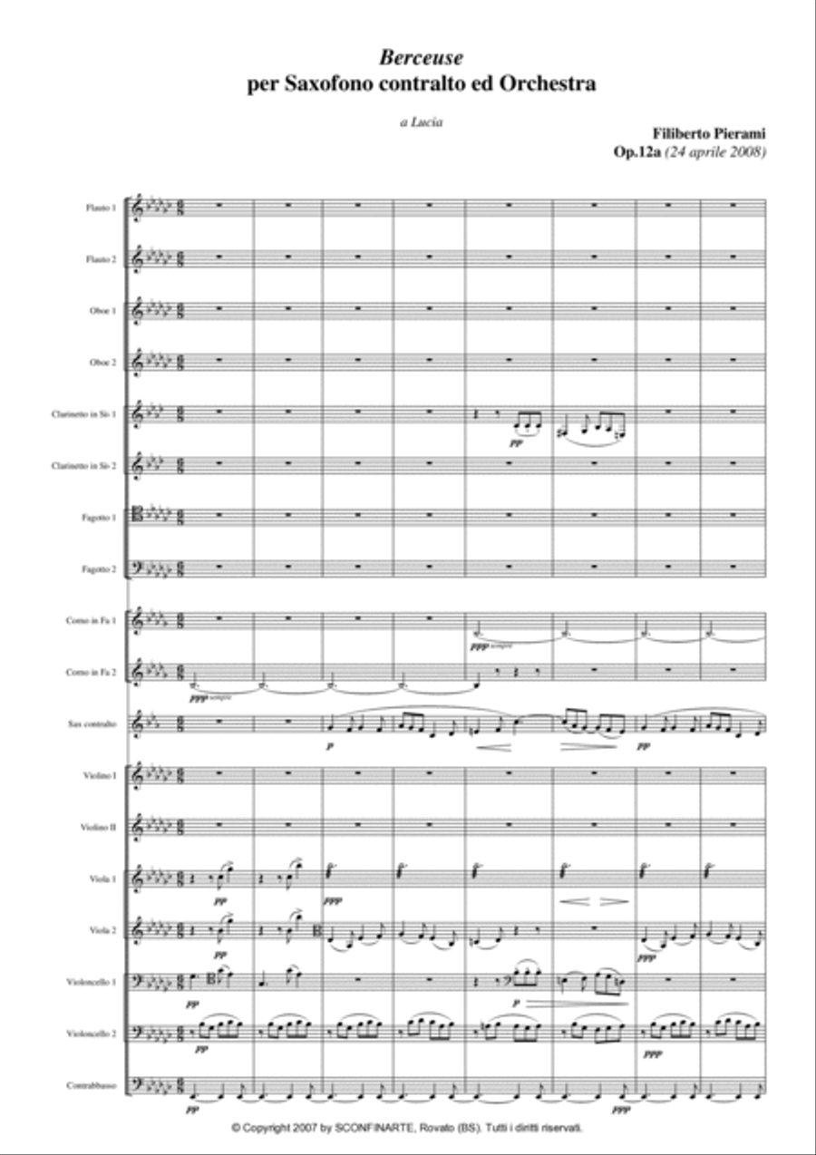 Filiberto PIERAMI: BERCEUSE (op.12a) (ES 463) - Score Only Full Orchestra scores gallery preview page 3