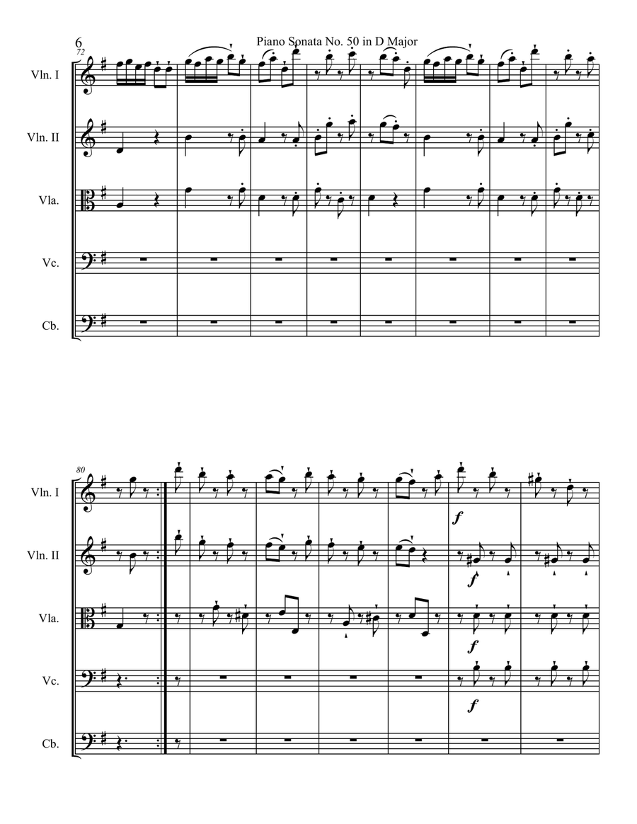 Piano Sonata in D major, Hob.XVI:37, Movement 3 String Orchestra scores gallery preview page 6