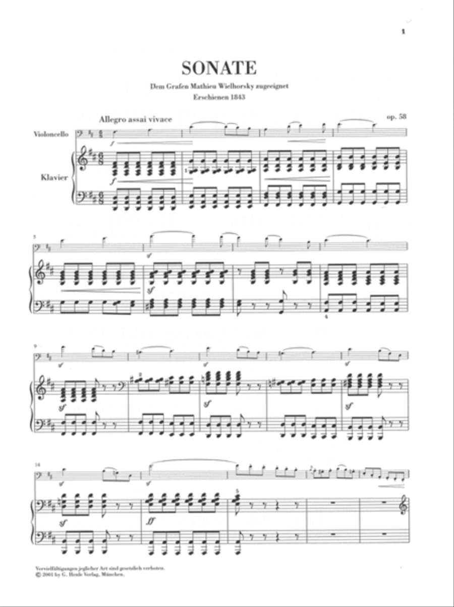 Sonata for Piano and Violoncello D Major Op. 58 Piano Accompaniment scores gallery preview page 2