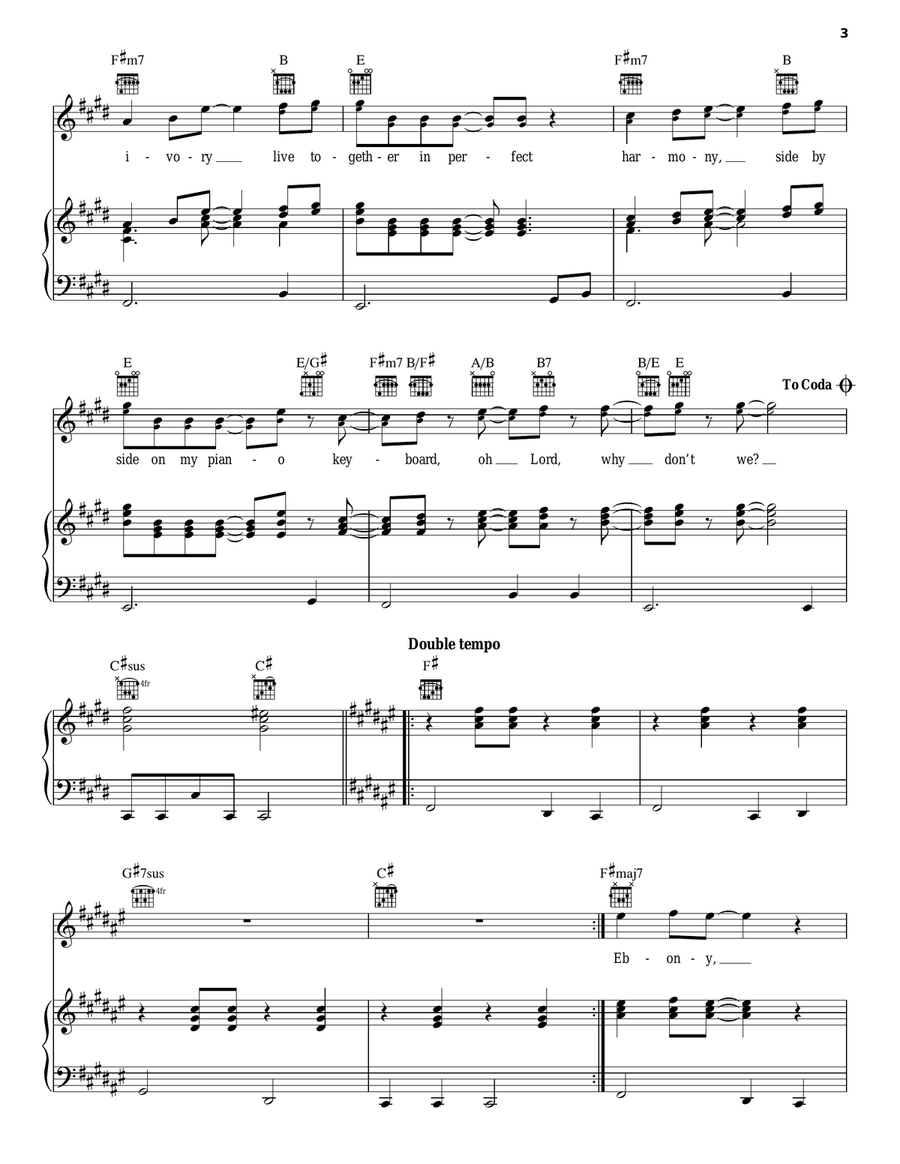 Ebony And Ivory Piano, Vocal, Guitar scores gallery preview page 3