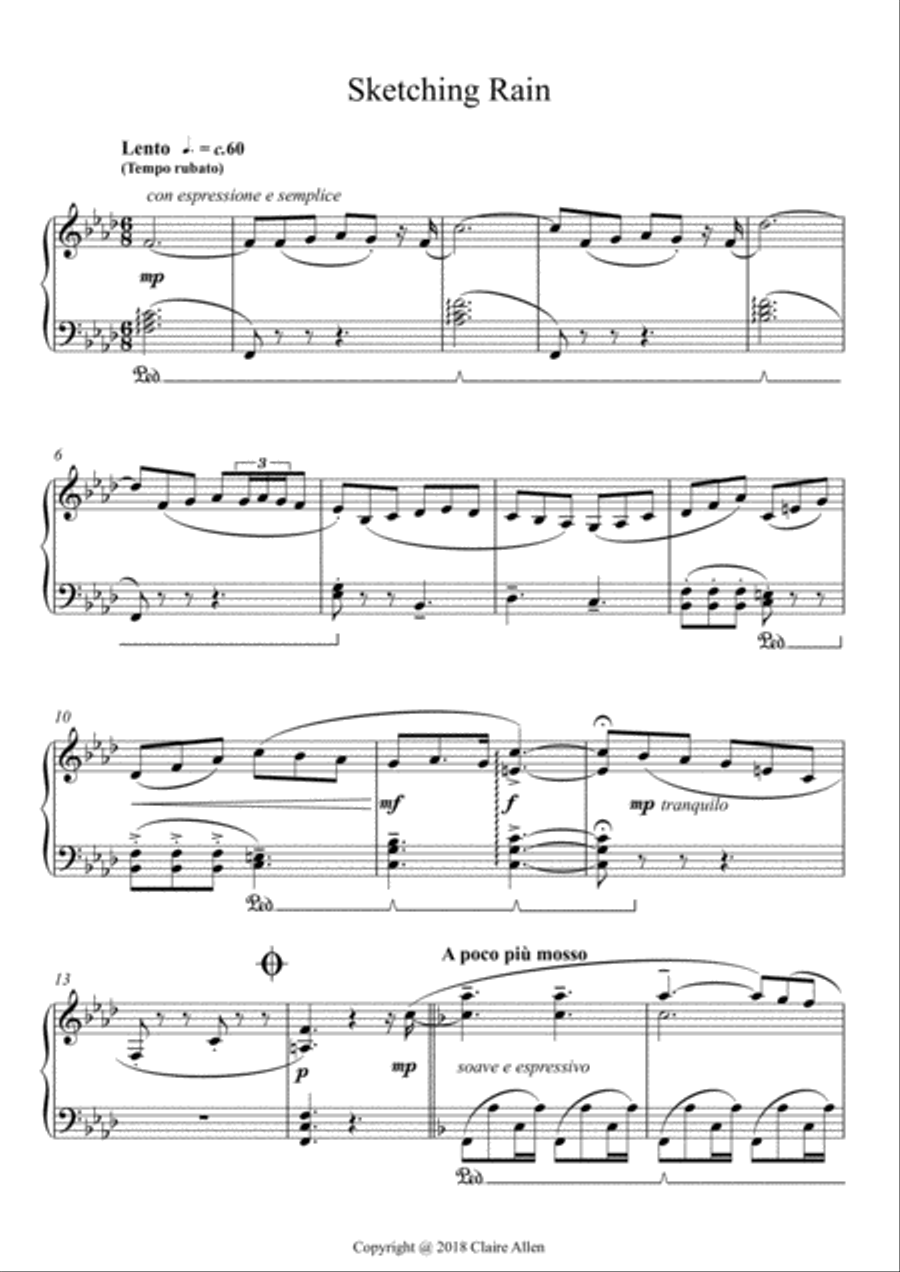 Sketching Rain Sketching Rain Piano Solo scores gallery preview page 1