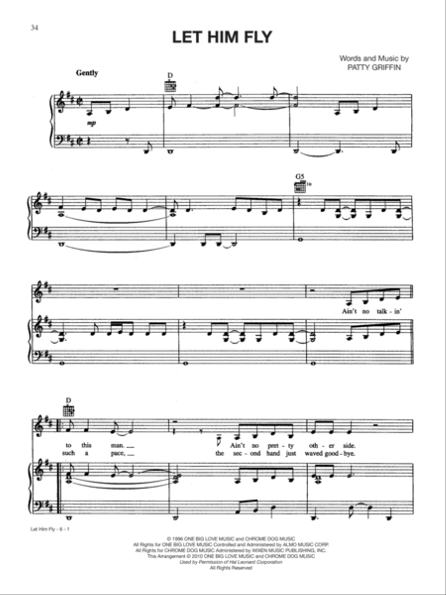 Let Him Fly Piano, Vocal, Guitar scores gallery preview page 1