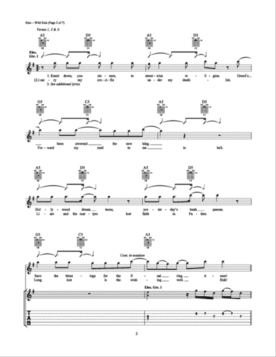 Wild Side Wild Side Electric Guitar scores gallery preview page 2