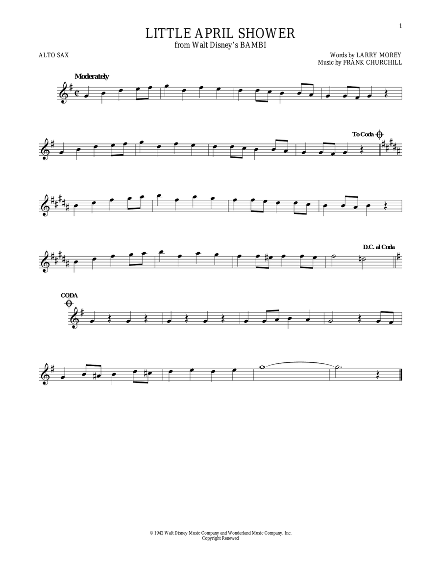 Little April Shower Alto Saxophone scores gallery preview page 1