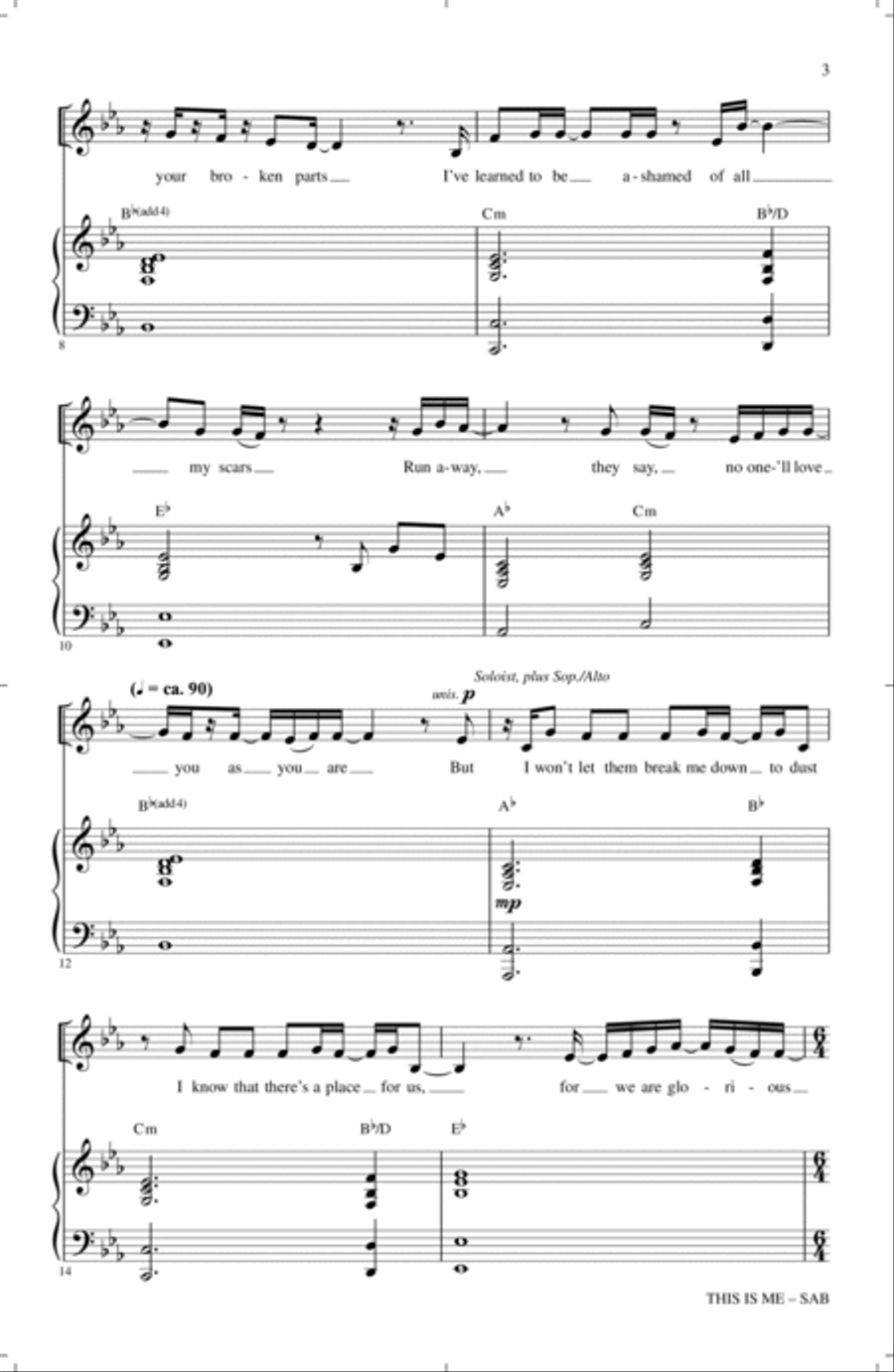 This Is Me (from The Greatest Showman) (arr. Mac Huff) 3-Part scores gallery preview page 2