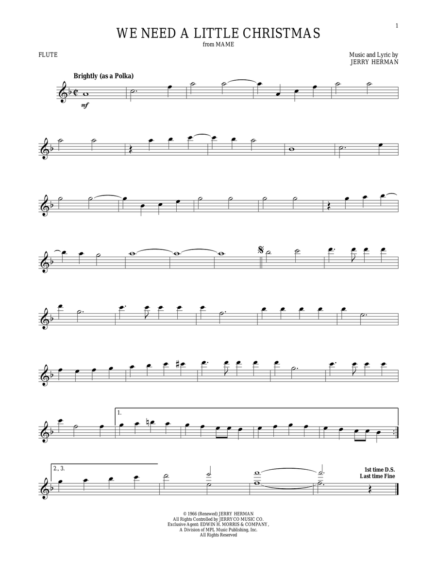 We Need A Little Christmas Flute Solo scores gallery preview page 1