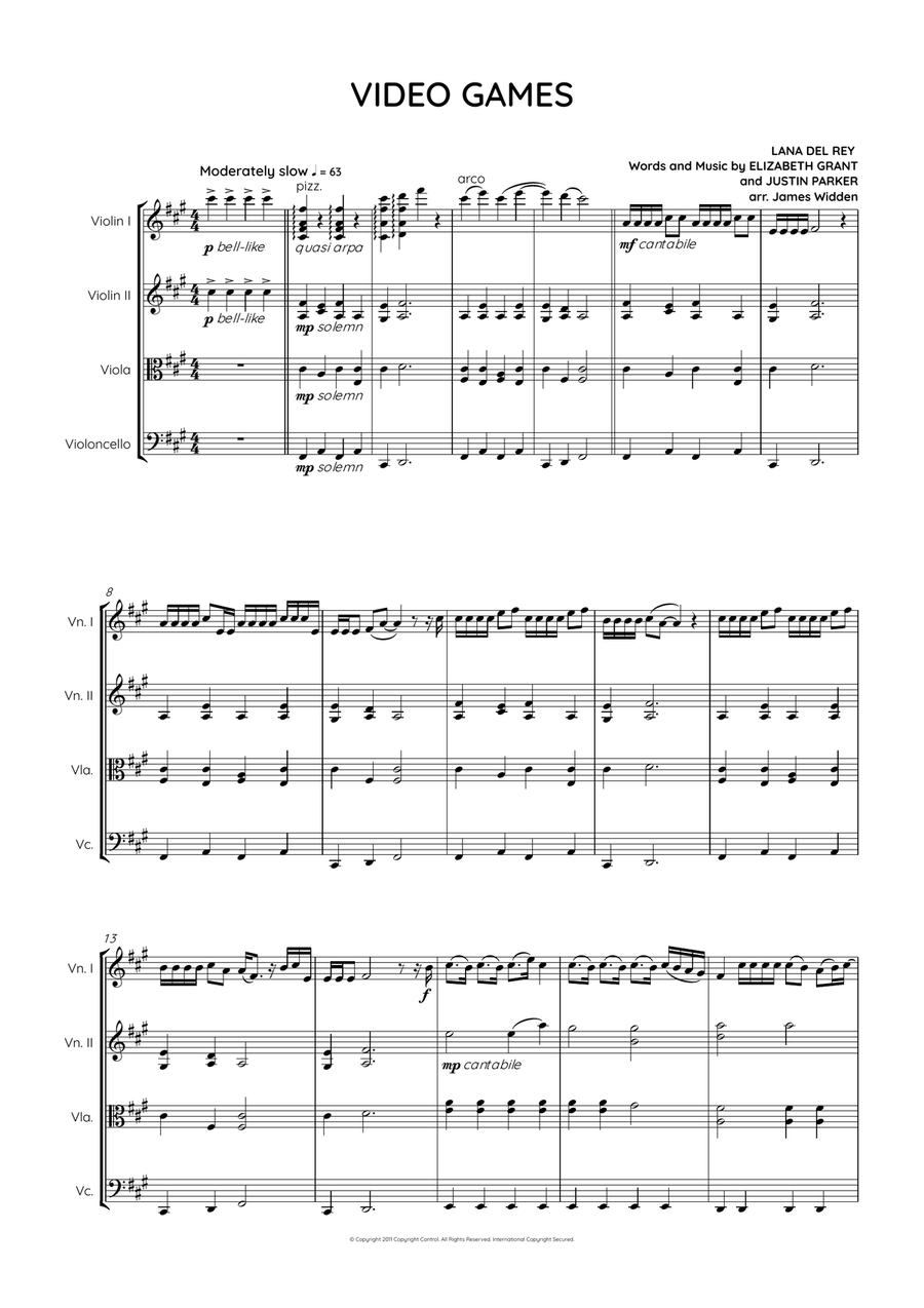 Video Games String Quartet scores gallery preview page 1