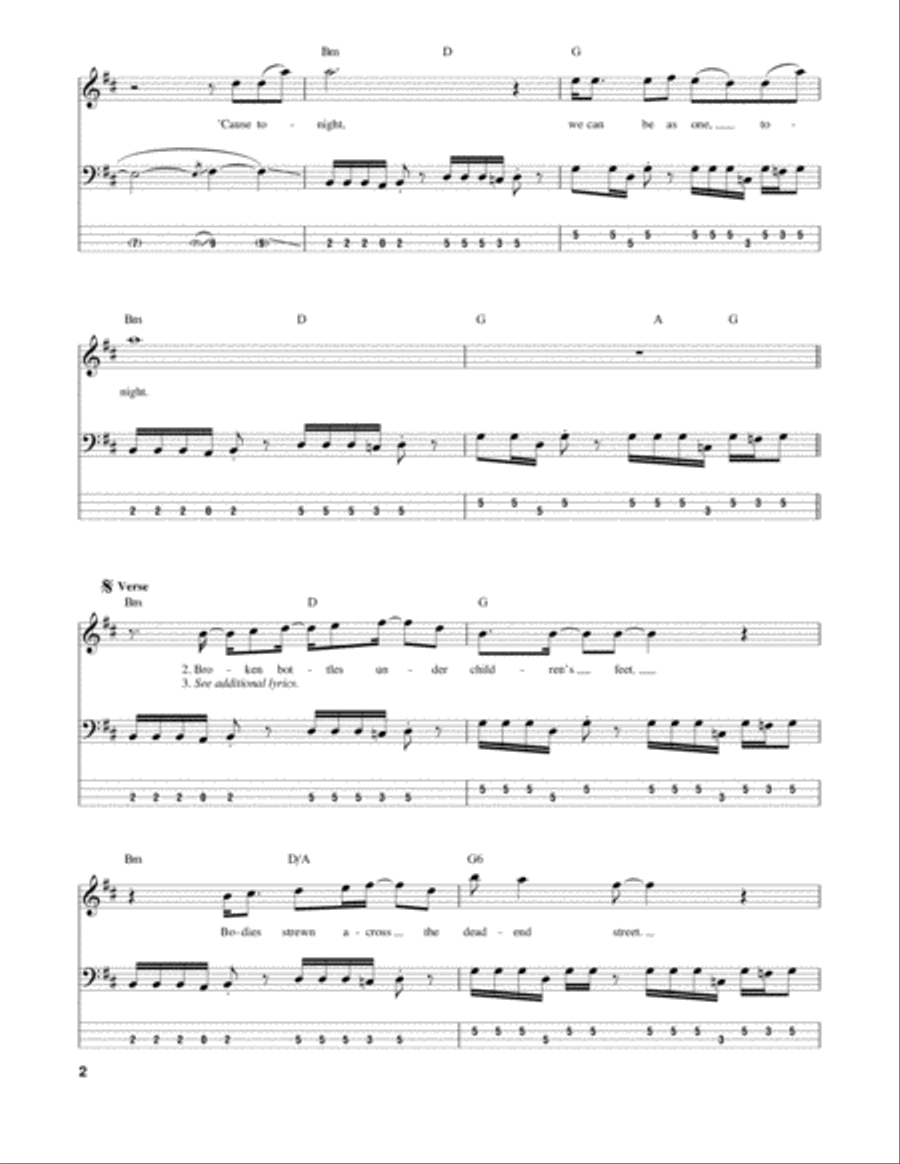 Sunday Bloody Sunday Sunday Bloody Sunday Guitar Tablature scores gallery preview page 2