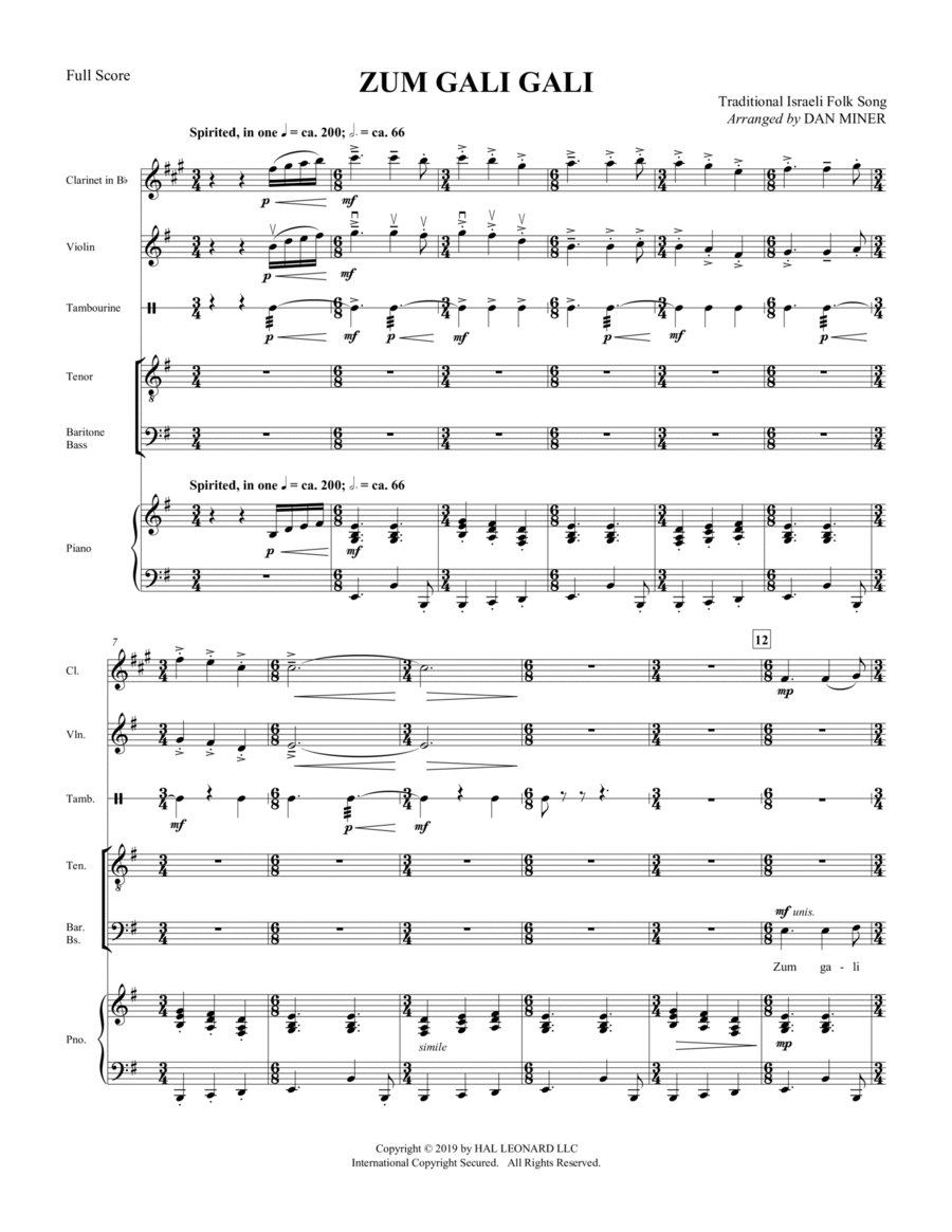 Zum Gali Gali
                        Choir -
                         Digital Sheet Music
                        