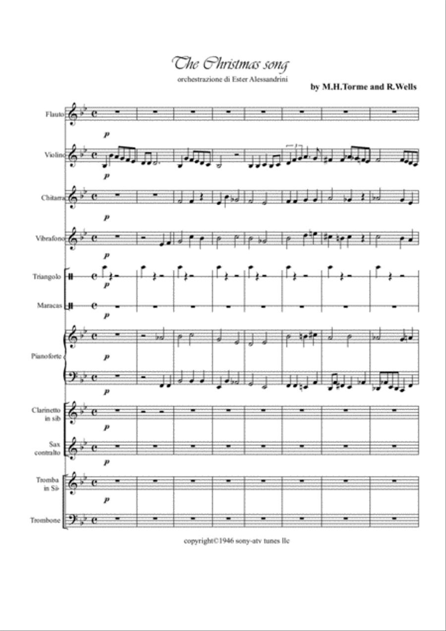 The Christmas Song (chestnuts Roasting On An Open Fire) Large Ensemble scores gallery preview page 1