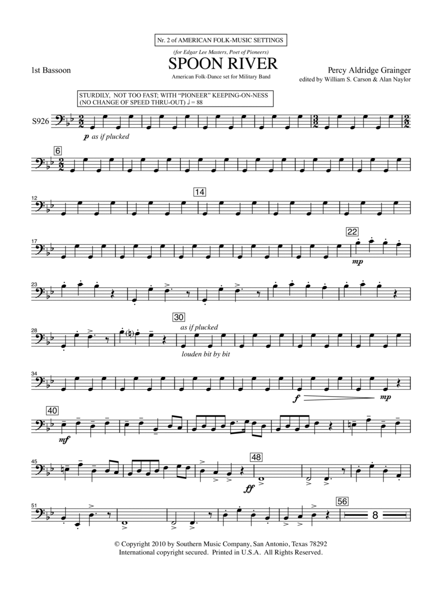 Spoon River - Bassoon 1 Spoon River - Bassoon 1 Concert Band scores gallery preview page 1
